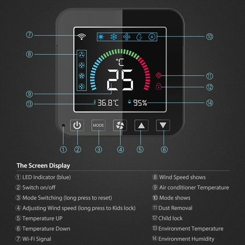 Smart WiFi IR Air Conditioner Thermostat Intelligent