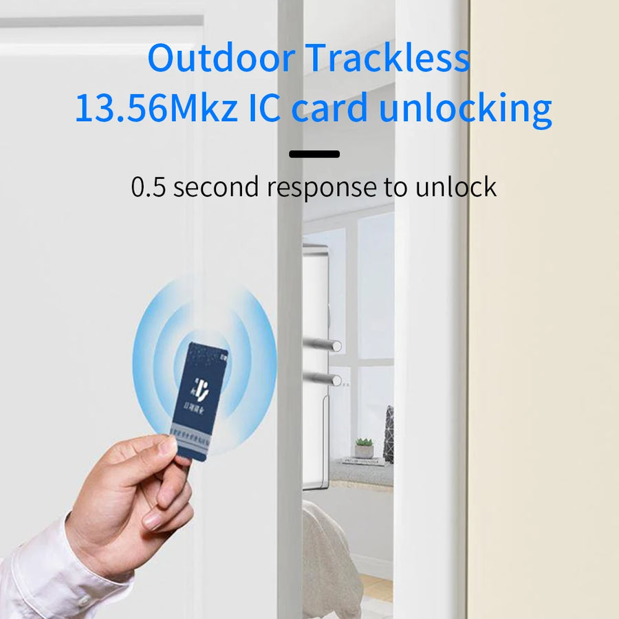 Home Smart Door Lock Handle Hidden Battery Anti Theft