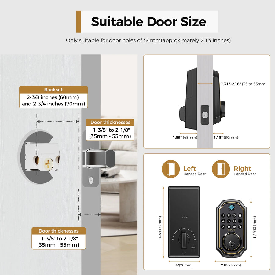 Keyless Entry Door Lock 5-in-1 Smart Fingerprint Deadbolt