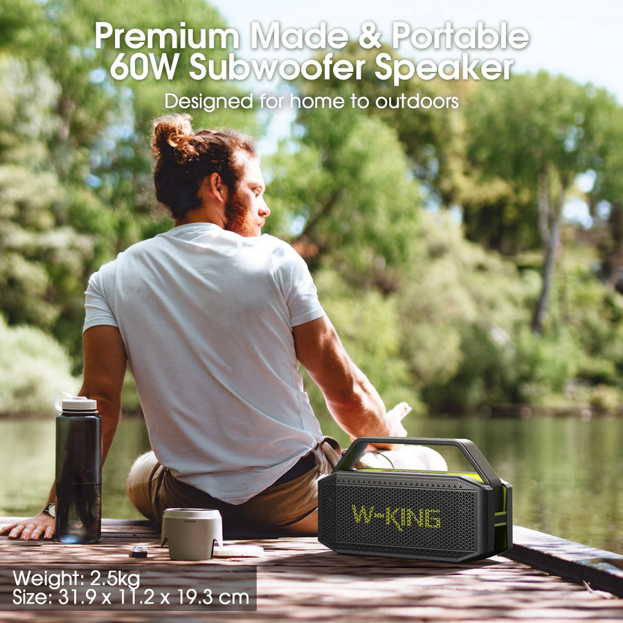 (100W Peak) 60W Portable Loud Bluetooth Speakers with Subwoofer