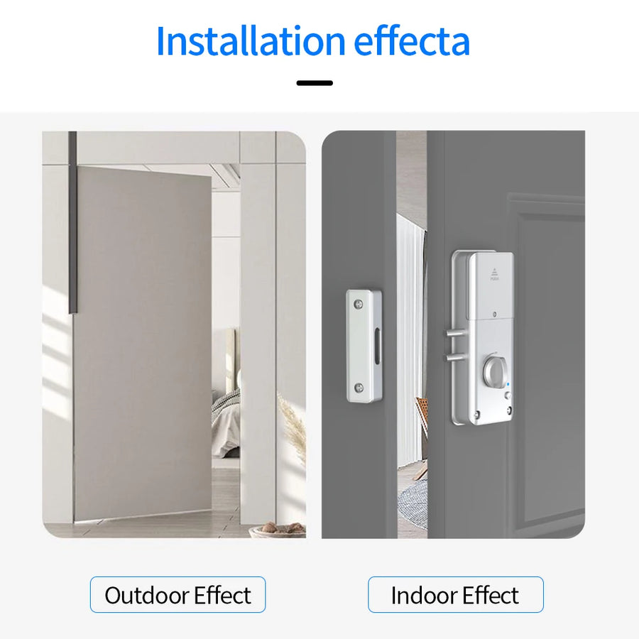 Home Smart Door Lock Handle Hidden Battery Anti Theft