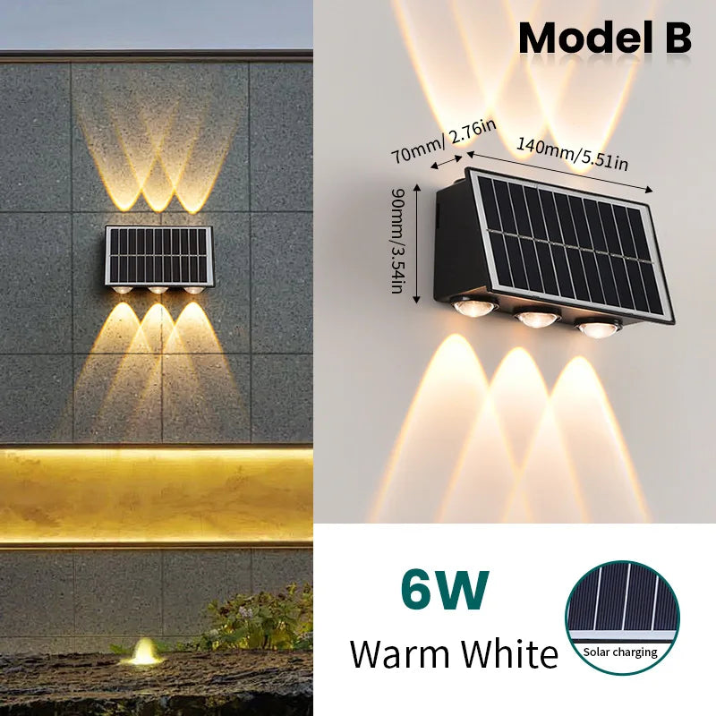 6LED Solar Lights, Outdoor Waterproof Atmosphere Wall Lamp