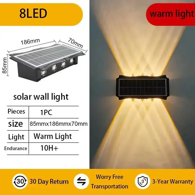 Wall Lamp Outdoor Waterproof Solar Powered Light UP