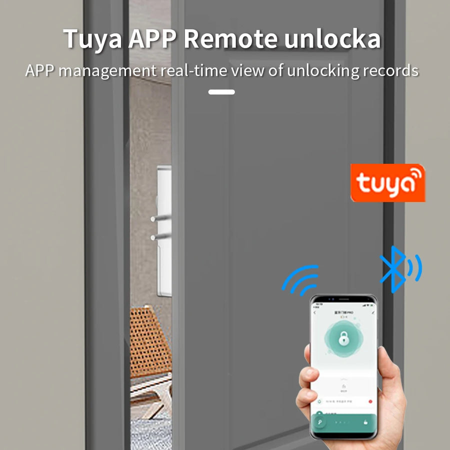 Home Smart Door Lock Handle Hidden Battery Anti Theft
