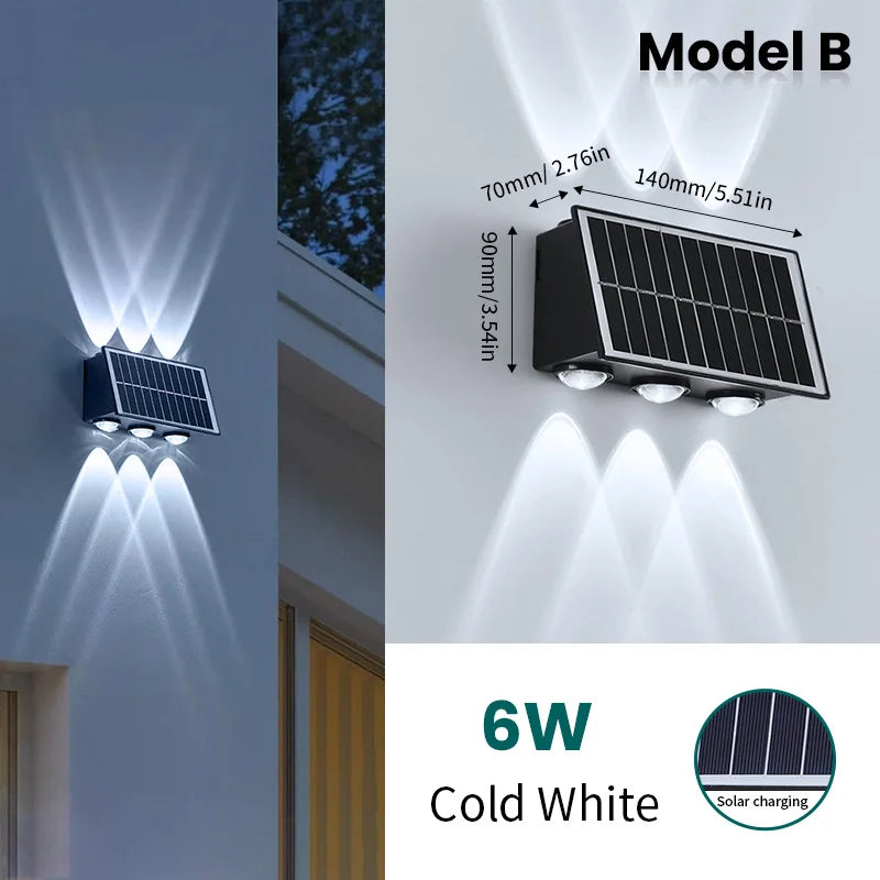 6LED Solar Lights, Outdoor Waterproof Atmosphere Wall Lamp
