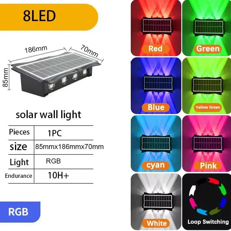 Wall Lamp Outdoor Waterproof Solar Powered Light UP