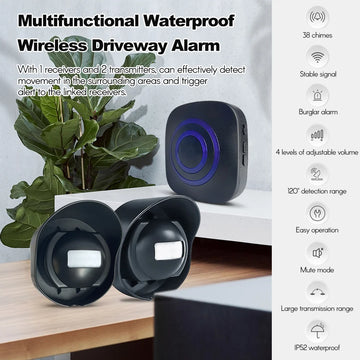 Wireless Driveway Alarm Waterproof Outdoor Motion Sensor Alarm