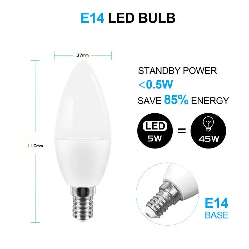 Led Bulb Candle Smart Lamp E14 RGB