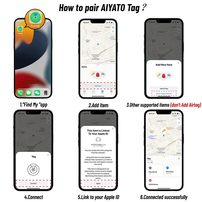 GPS Tracker Bluetooth Works with Find My APP