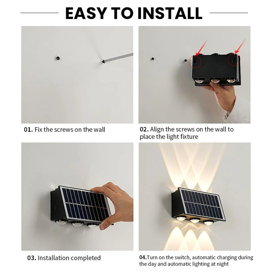 6LED Solar Lights, Outdoor Waterproof Atmosphere Wall Lamp