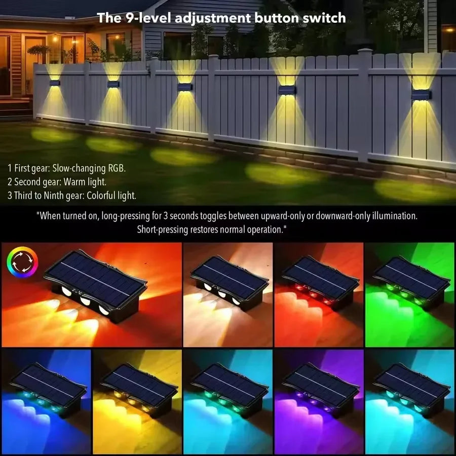 Wall Lamp Outdoor Waterproof Solar Powered Light UP