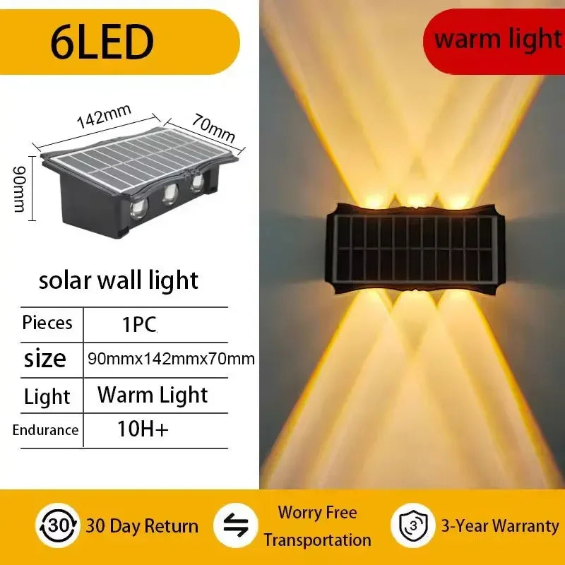 Wall Lamp Outdoor Waterproof Solar Powered Light UP
