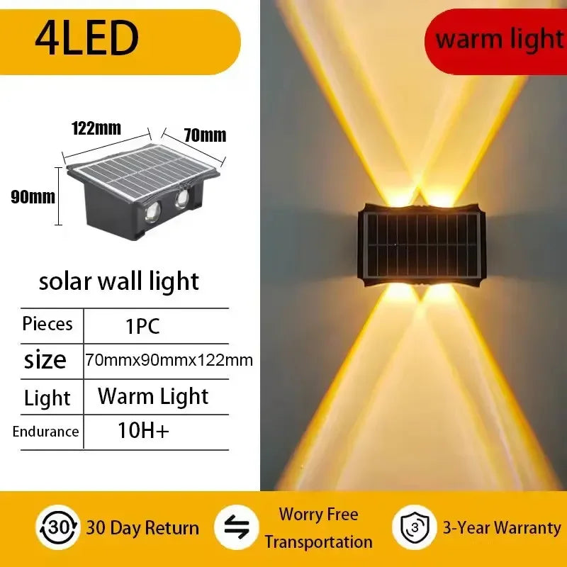 Wall Lamp Outdoor Waterproof Solar Powered Light UP